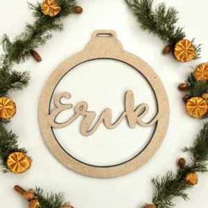 esfera de mdf con nombre personalizable sencilla