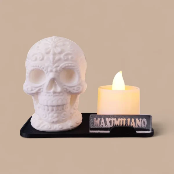 Porta Velas Calaverita Mexicana con Personalización Única y Elegante - Image 2