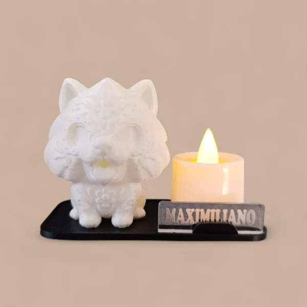 Porta Velas de Perrito Encantador para el Día de Muertos con Mini Vela LED y Plaquita Personalizada - Image 12