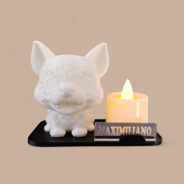 Porta Velas de Perrito Encantador para el Día de Muertos con Mini Vela LED y Plaquita Personalizada - Image 11