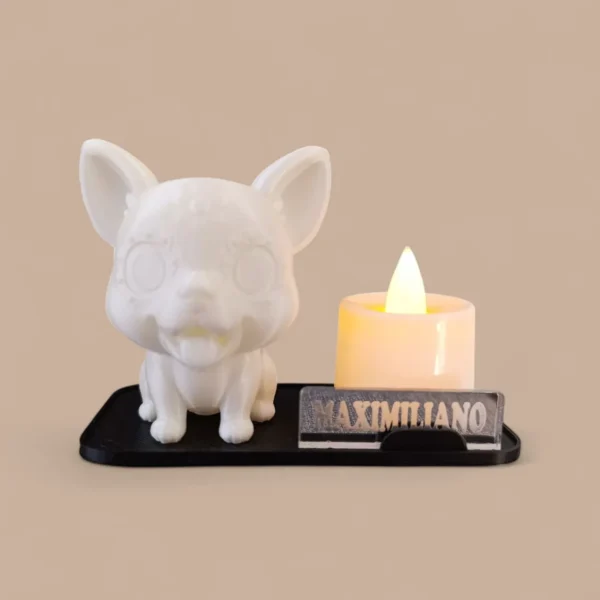 Porta Velas de Perrito Encantador para el Día de Muertos con Mini Vela LED y Plaquita Personalizada - Image 10