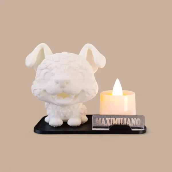 Porta Velas de Perrito Encantador para el Día de Muertos con Mini Vela LED y Plaquita Personalizada - Image 9