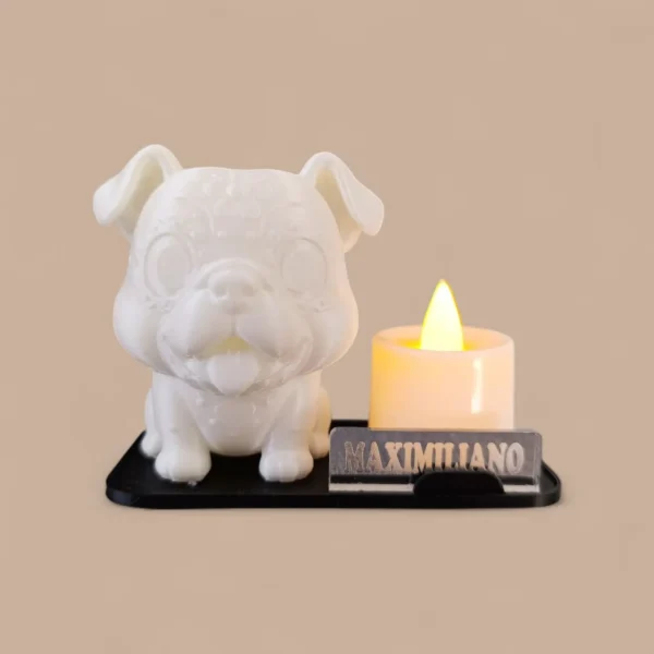 Porta Velas de Perrito Encantador para el Día de Muertos con Mini Vela LED y Plaquita Personalizada - Image 5
