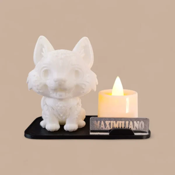 Porta Velas de Perrito Encantador para el Día de Muertos con Mini Vela LED y Plaquita Personalizada - Image 3